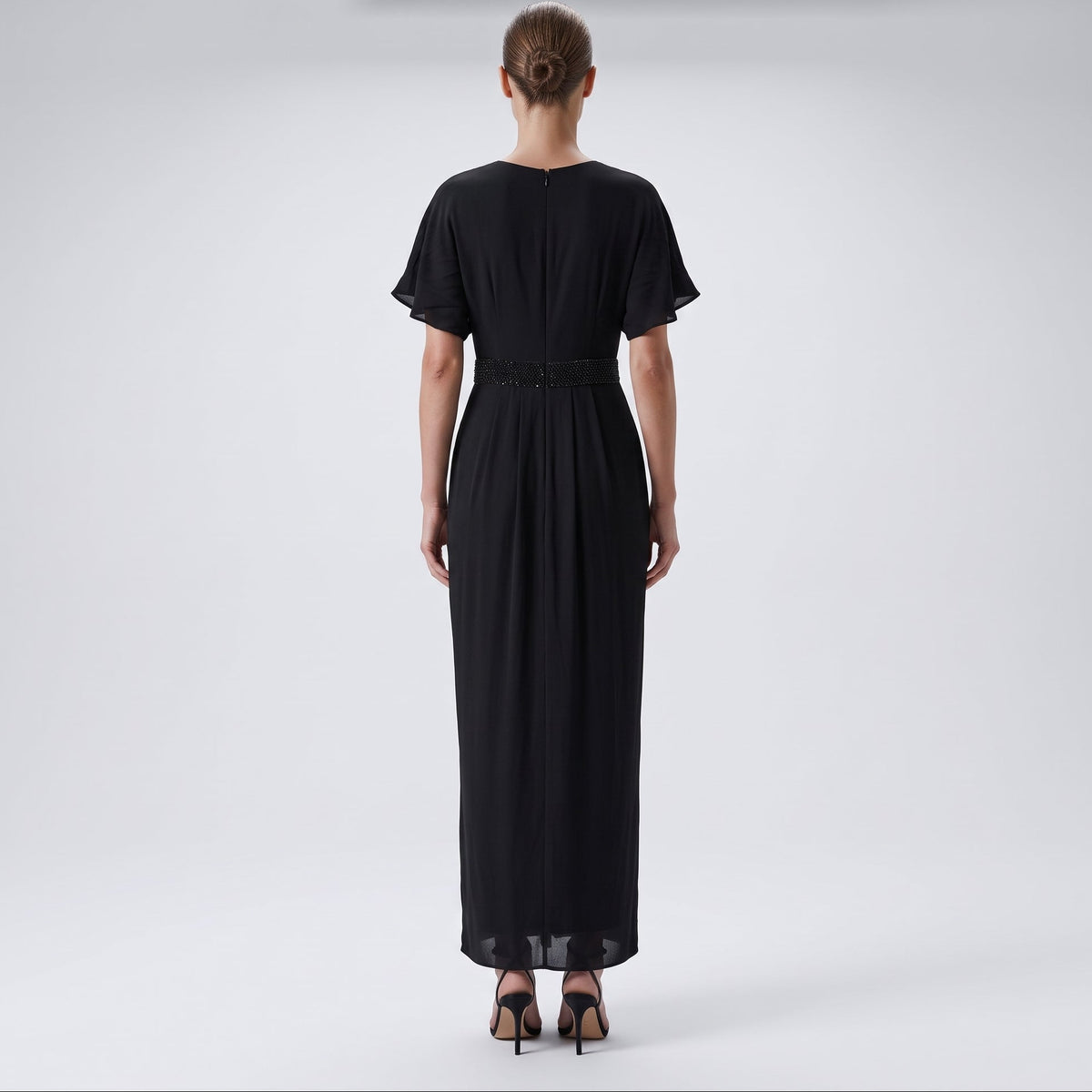 Embellished Waist V-Neck Dress