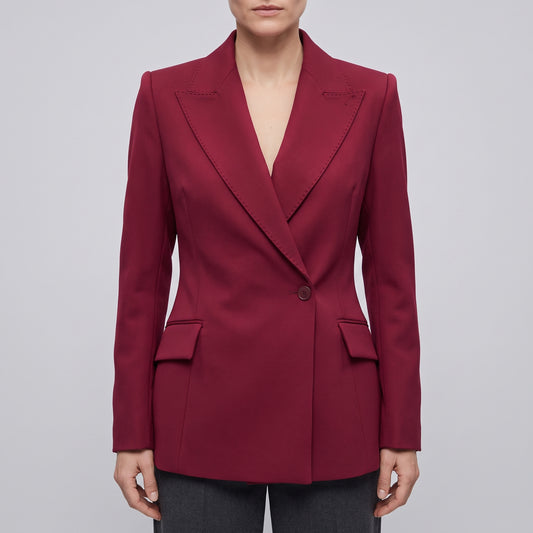 Tailored Burgundy Single-Button Blazer
