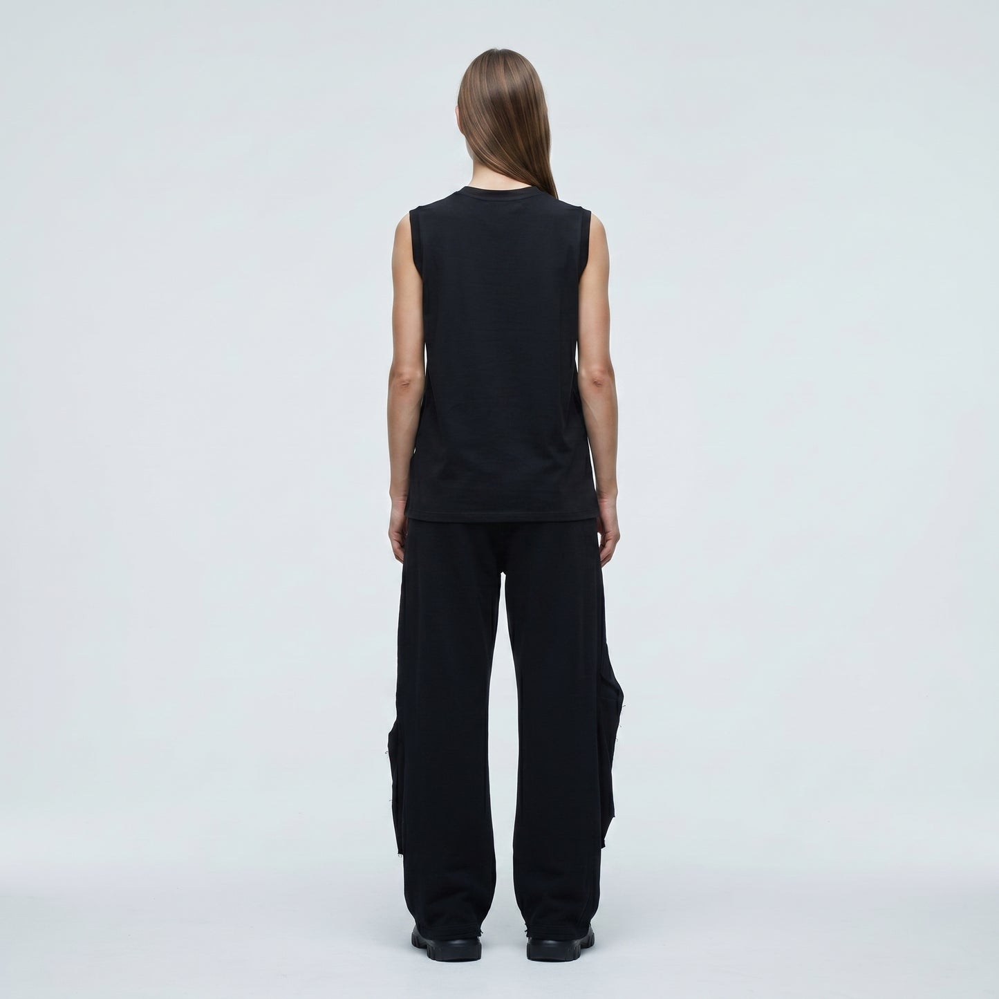 Ruffled Detail Sleeveless Jersey Top