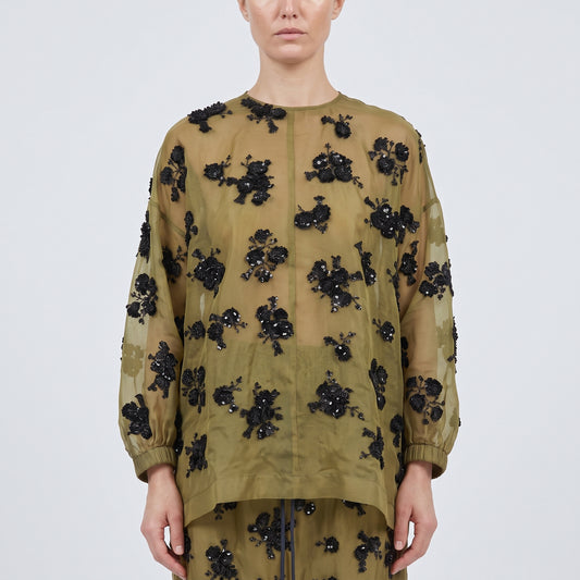 Embellished Sheer Floral Blouse