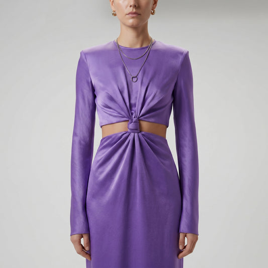 Satin Cutout Midi Dress