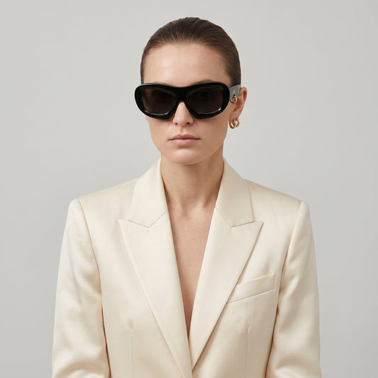 Sculptural Oval Frame Sunglasses