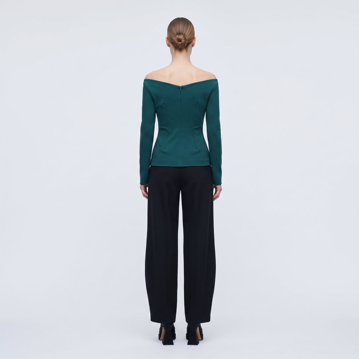 Ruched Off-Shoulder Emerald Top