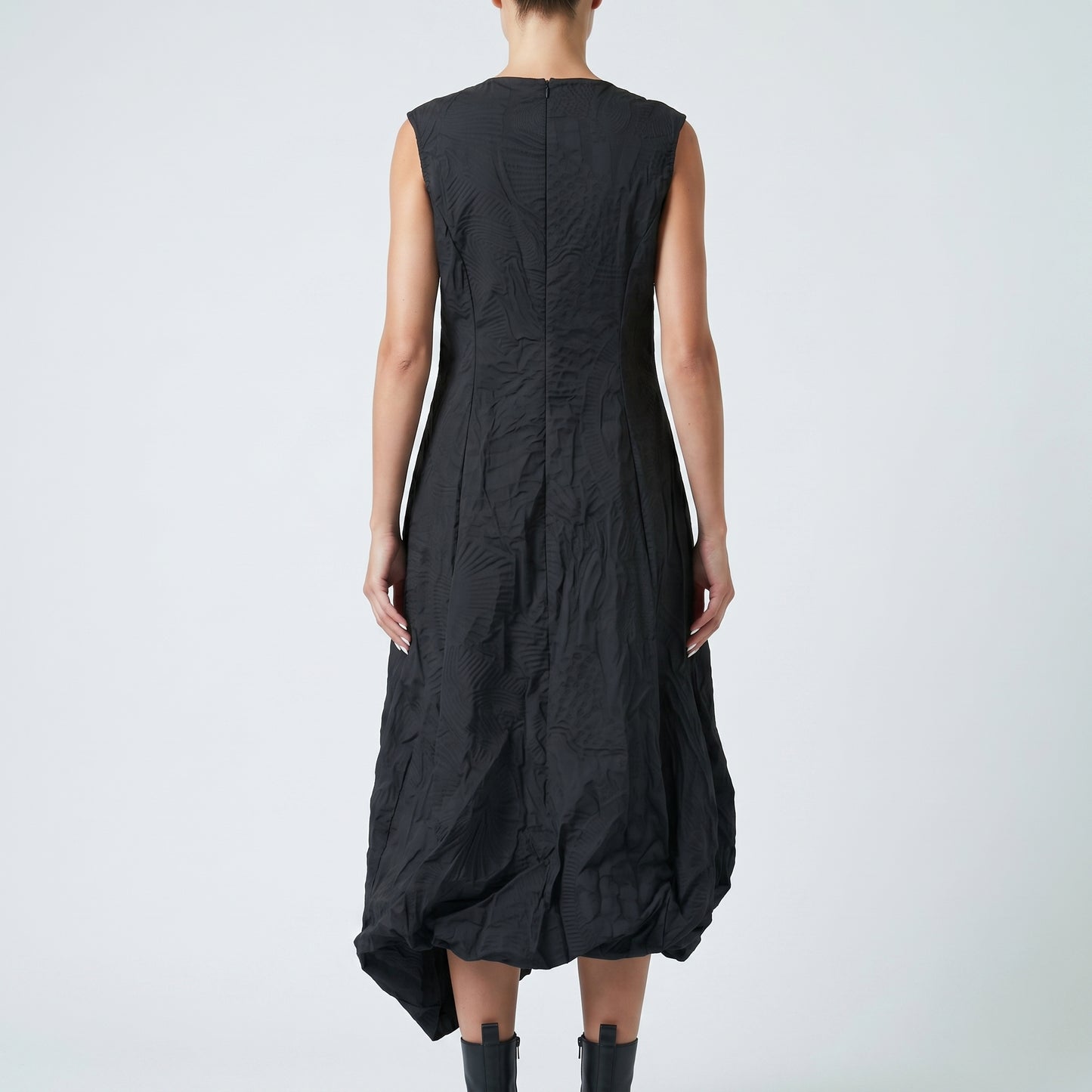 Textured Sleeveless Balloon Dress