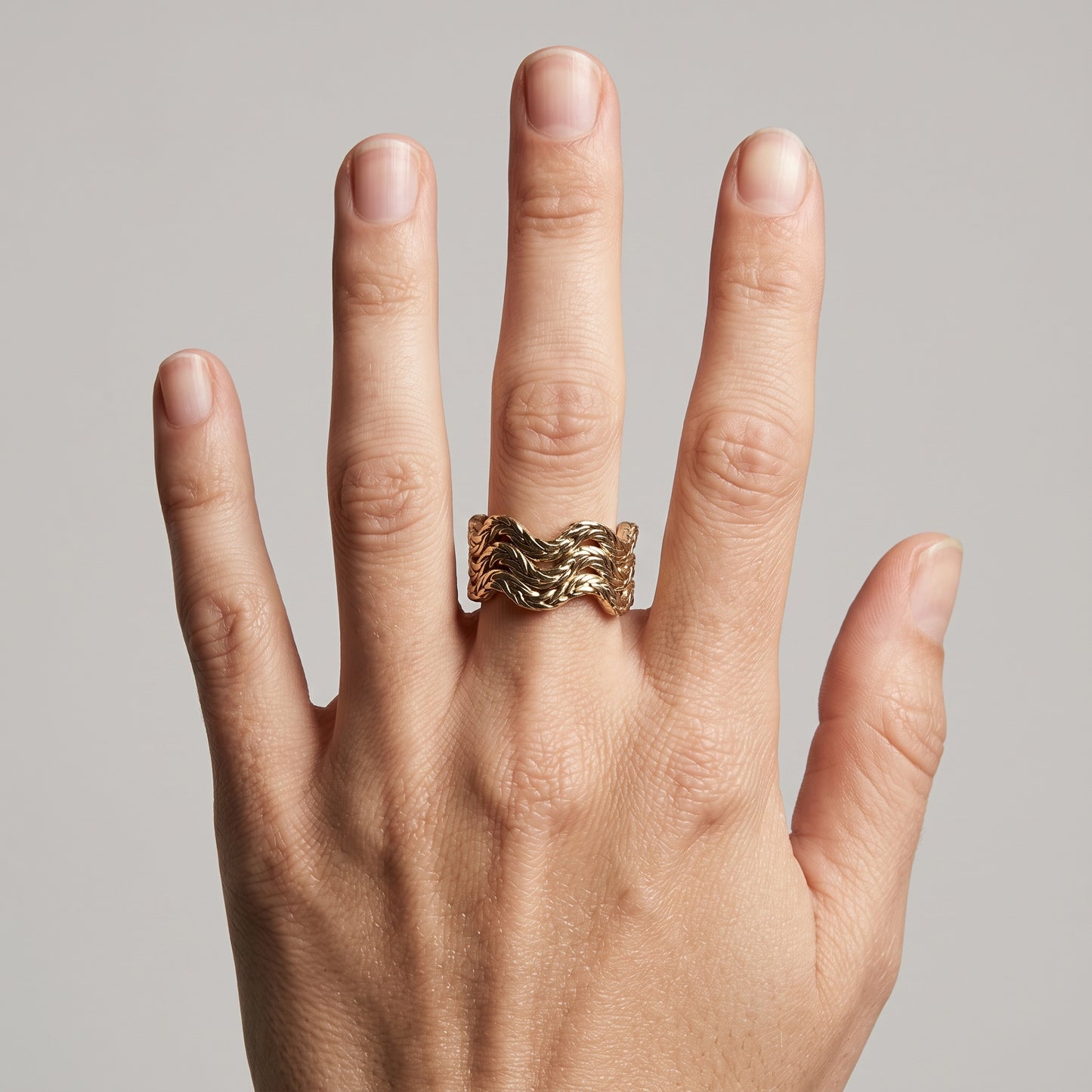 Sculptural Silver Woven Band Ring