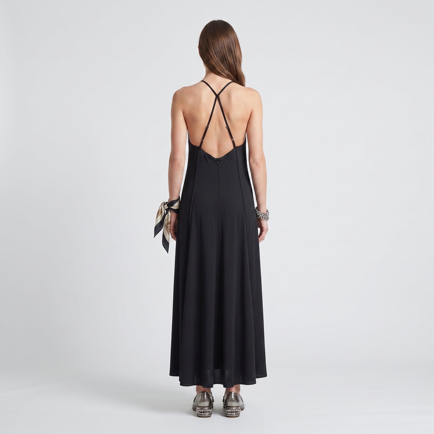 Elegant Black V-Neck Maxi Dress