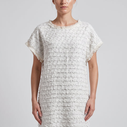 Textured Tweed Shift Mini Dress
