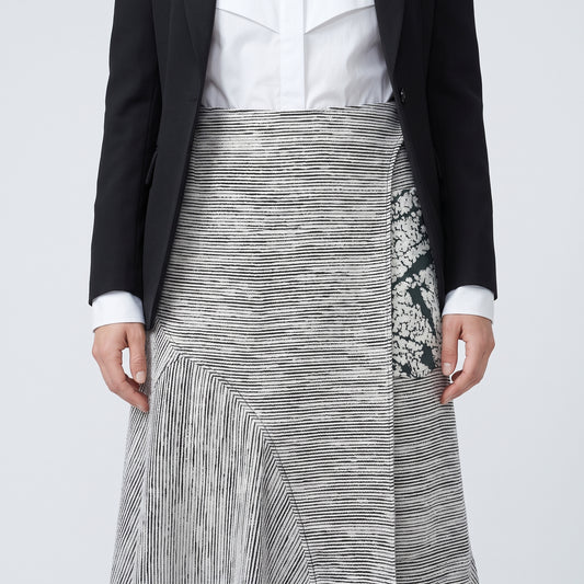 Abstract Striped Asymmetric A-Line Skirt