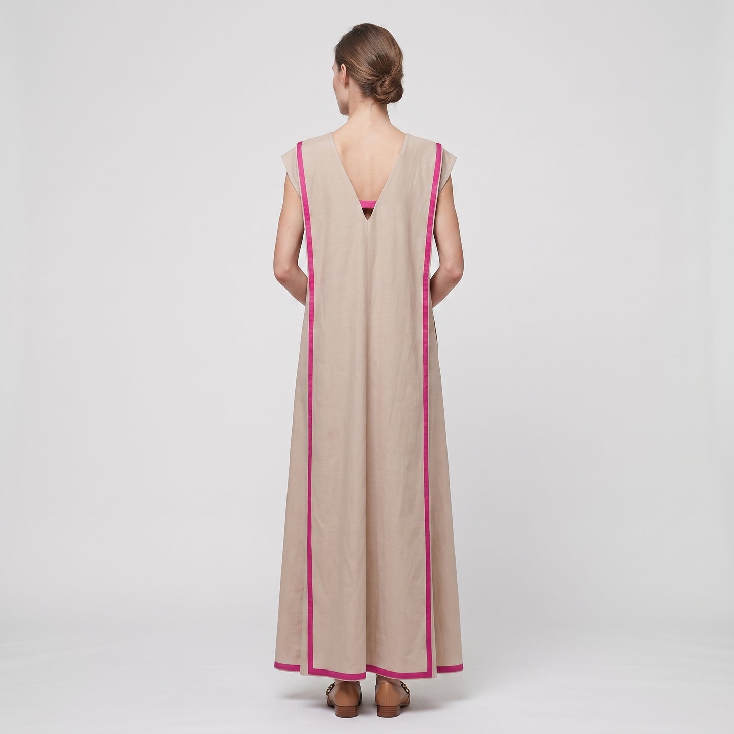 Beige V-Neck Linen Tunic