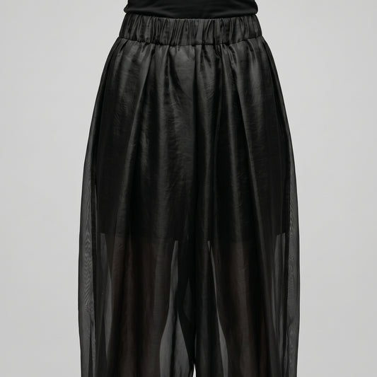 Sheer Pleated Culotte Trousers