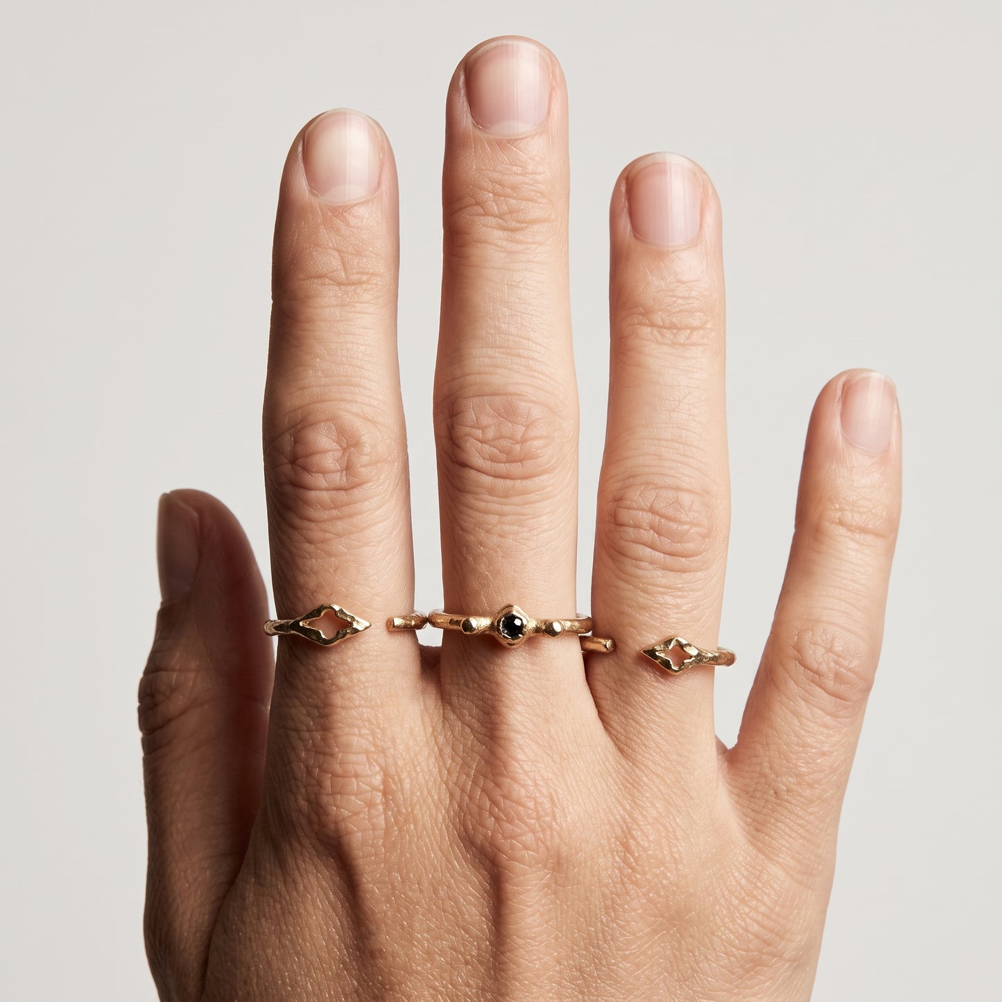 Dual Finger Hammered Gold Ring
