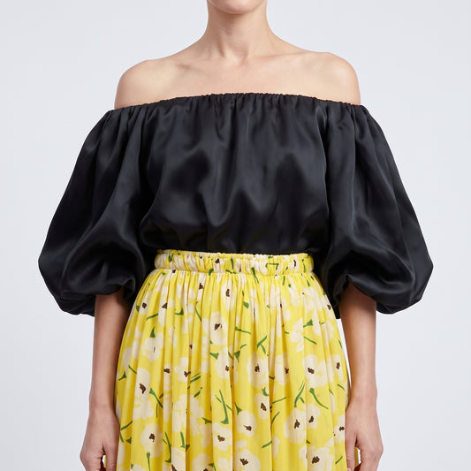 Floral Print Yellow Midi Skirt