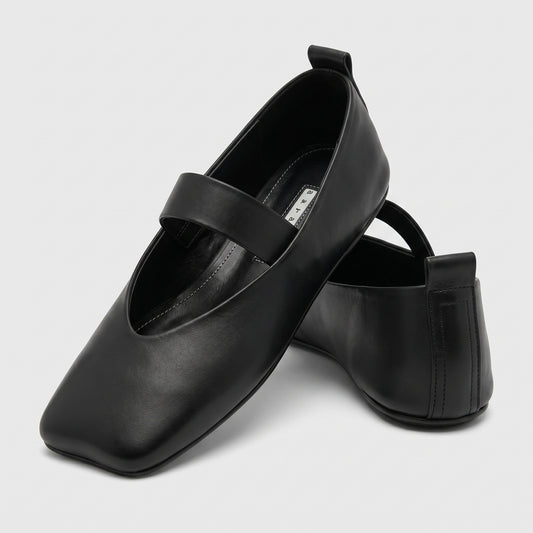 Minimalist Black Leather Mary Janes