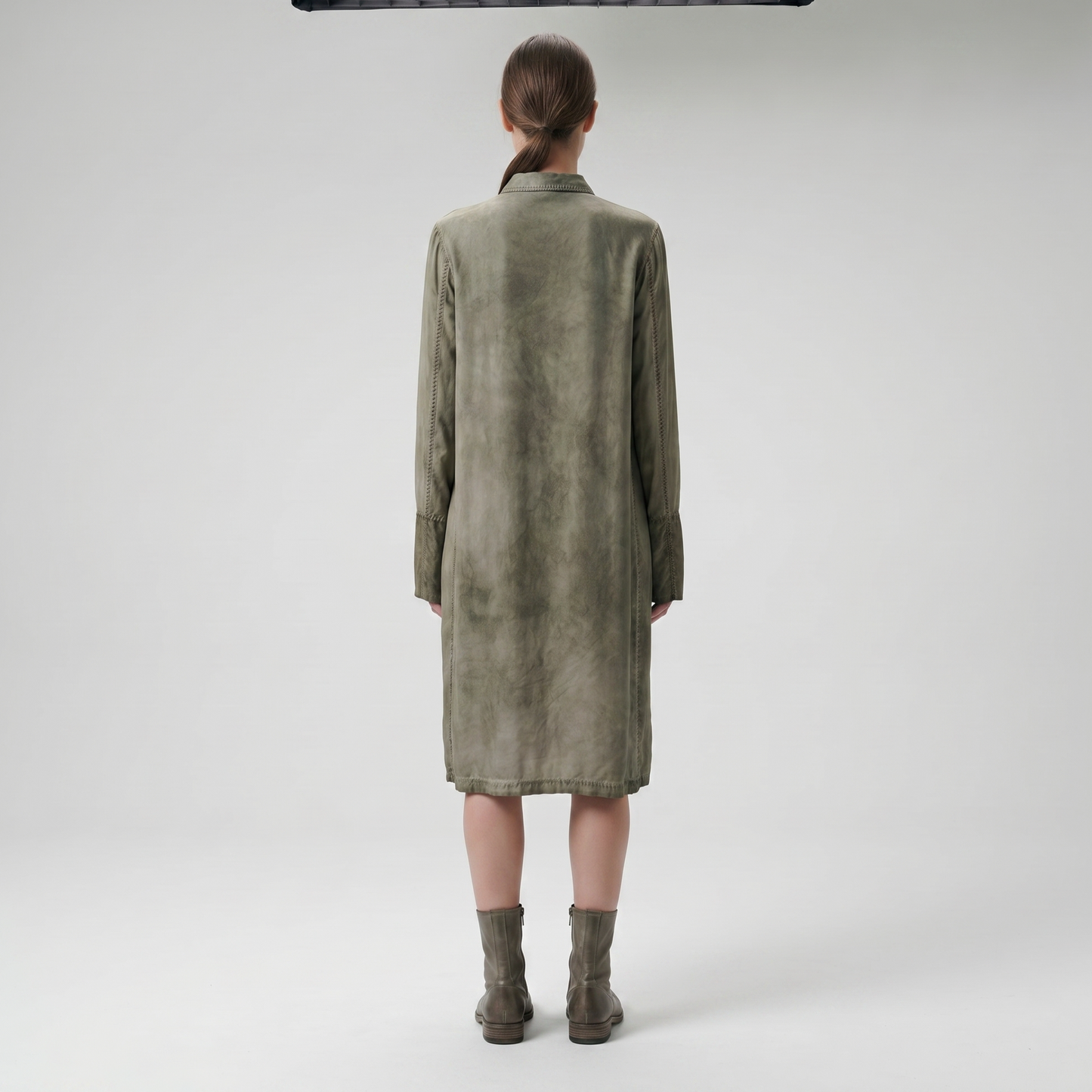Olive Distressed Button-Down Tunic
