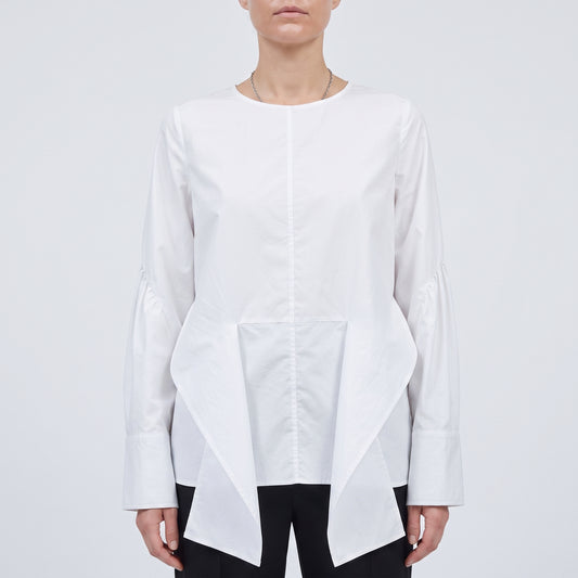 Crisp Cotton Architectural Peplum Blouse