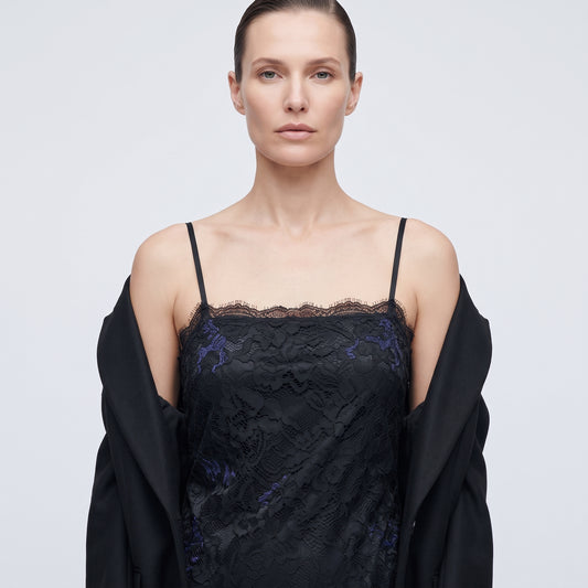 Embroidered Lace Fringe Slip Dress