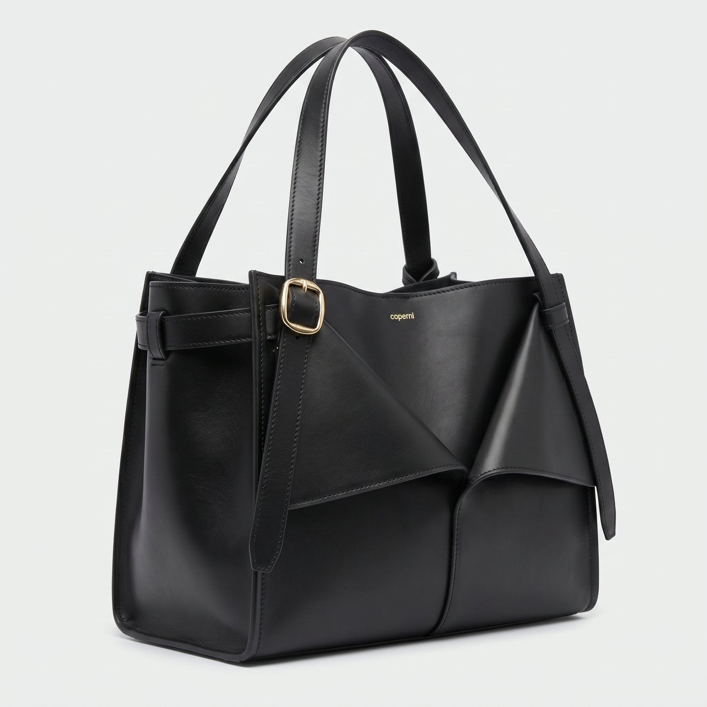 Structured Buckled Leather Tote
