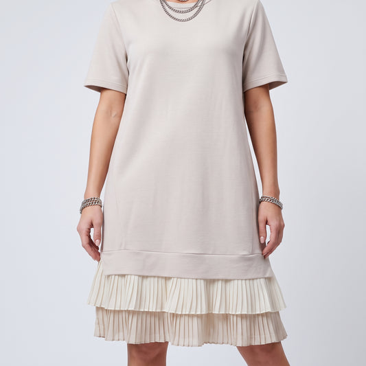 Pleated Hem Cotton Tee Dress