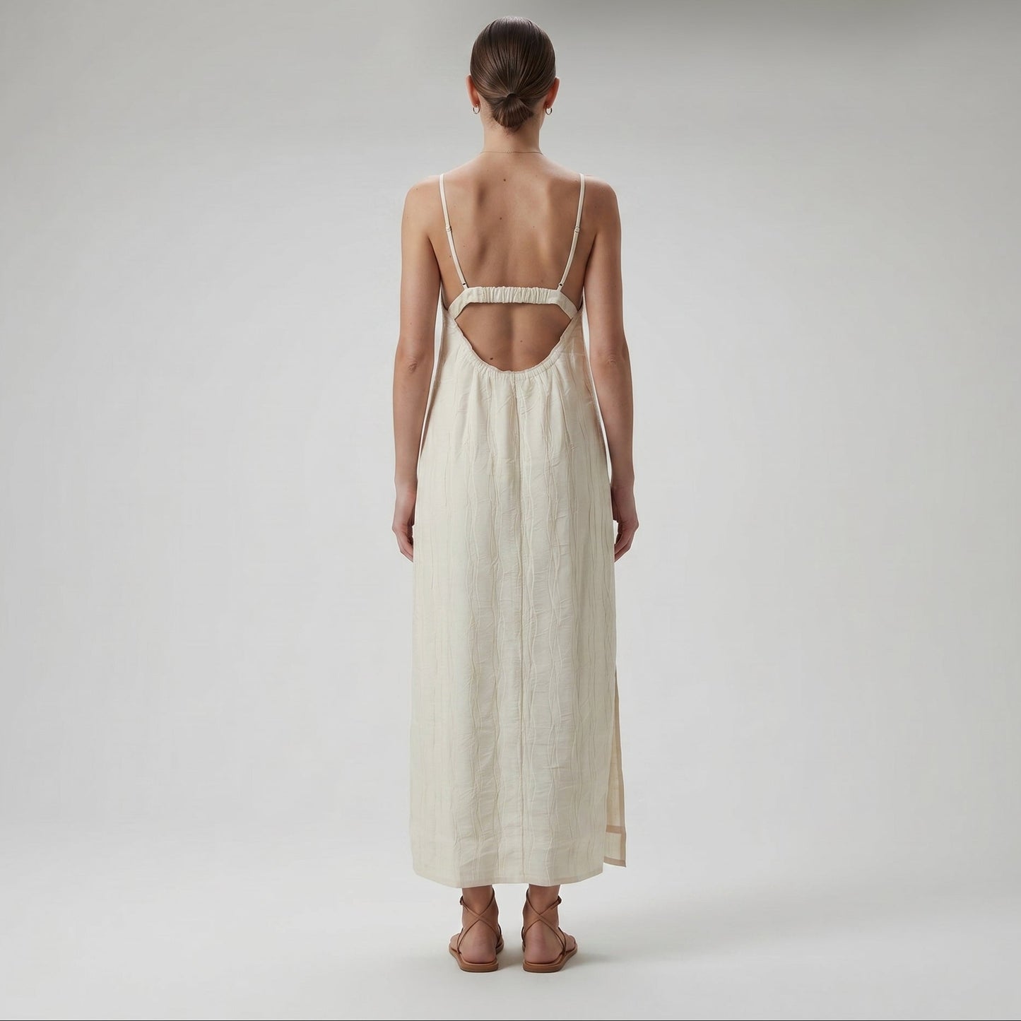 Textured V-Neck Slip Dress