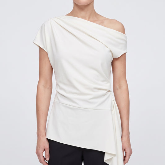 Draped Asymmetric White Top