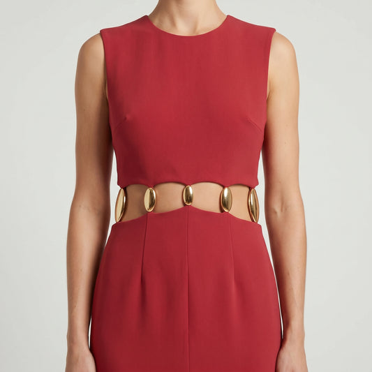 Cutout Embellished Midi Sheath Dress