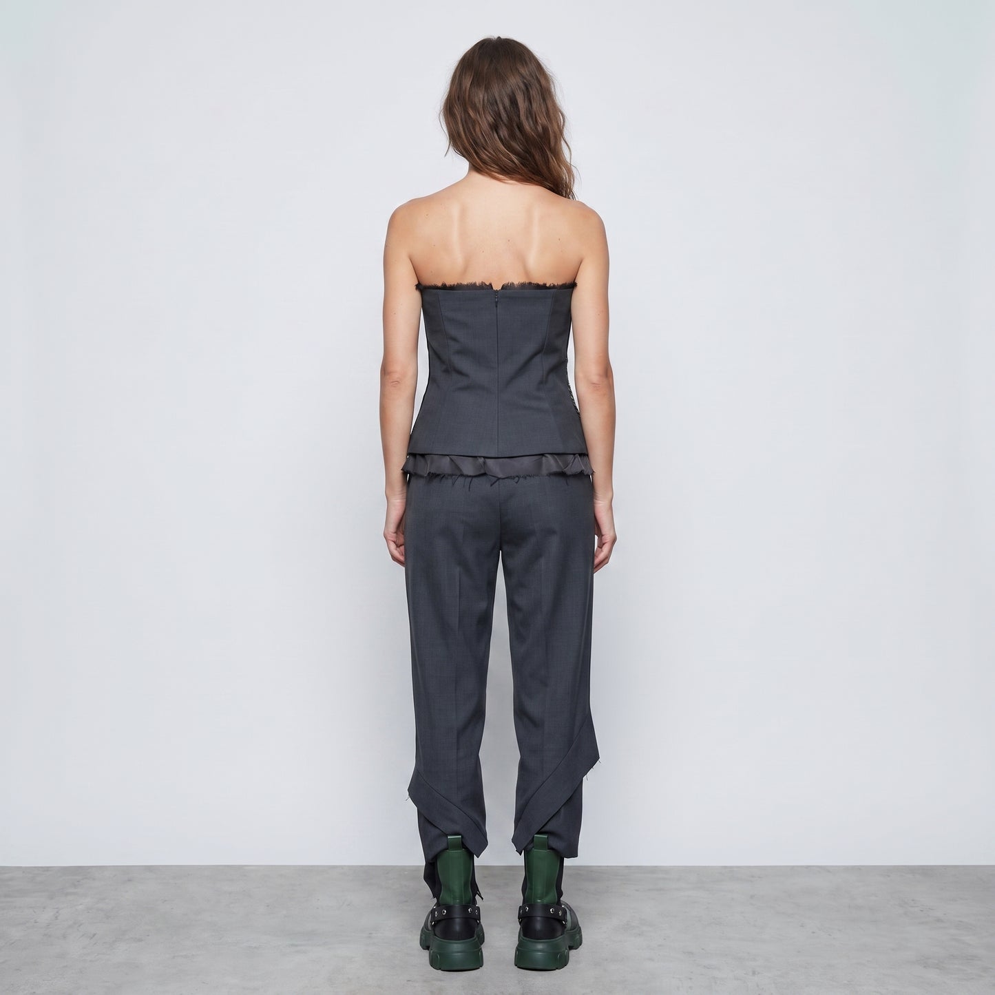 Structured Tweed Strapless Corset Top
