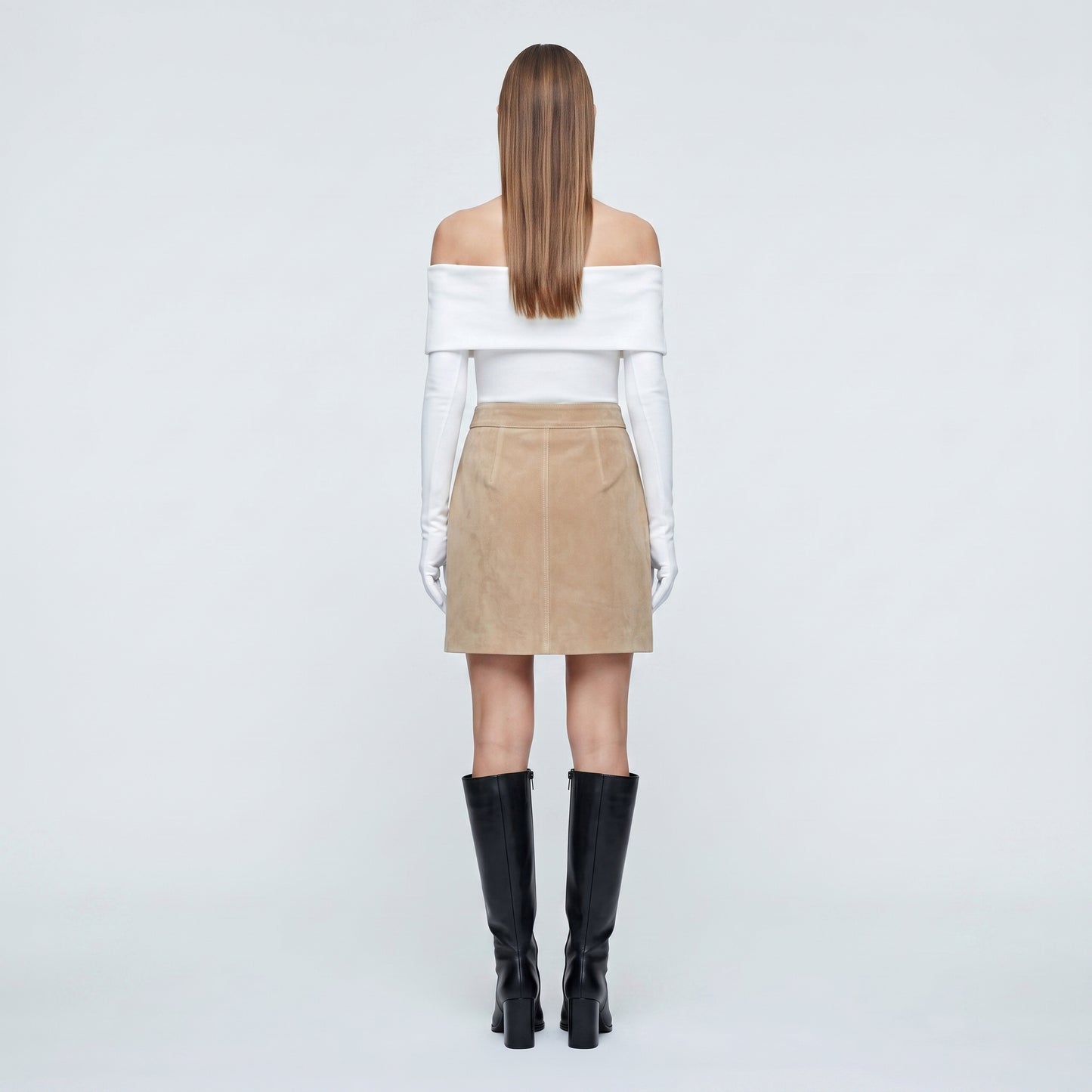Suede Buckle Detail Mini Skirt