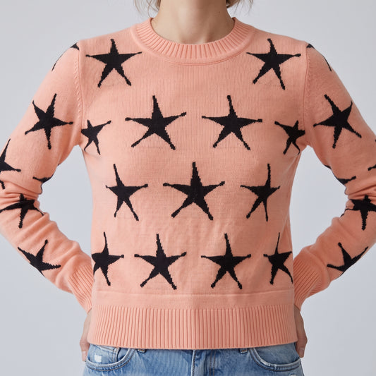 Star Intarsia Crewneck Knit Sweater
