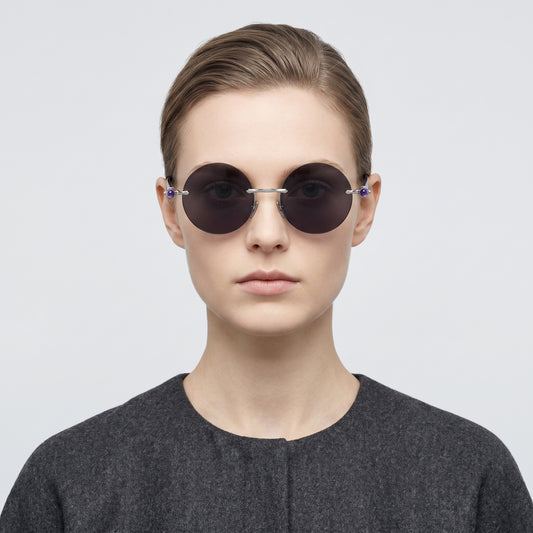 Round Rimless Metal Sunglasses