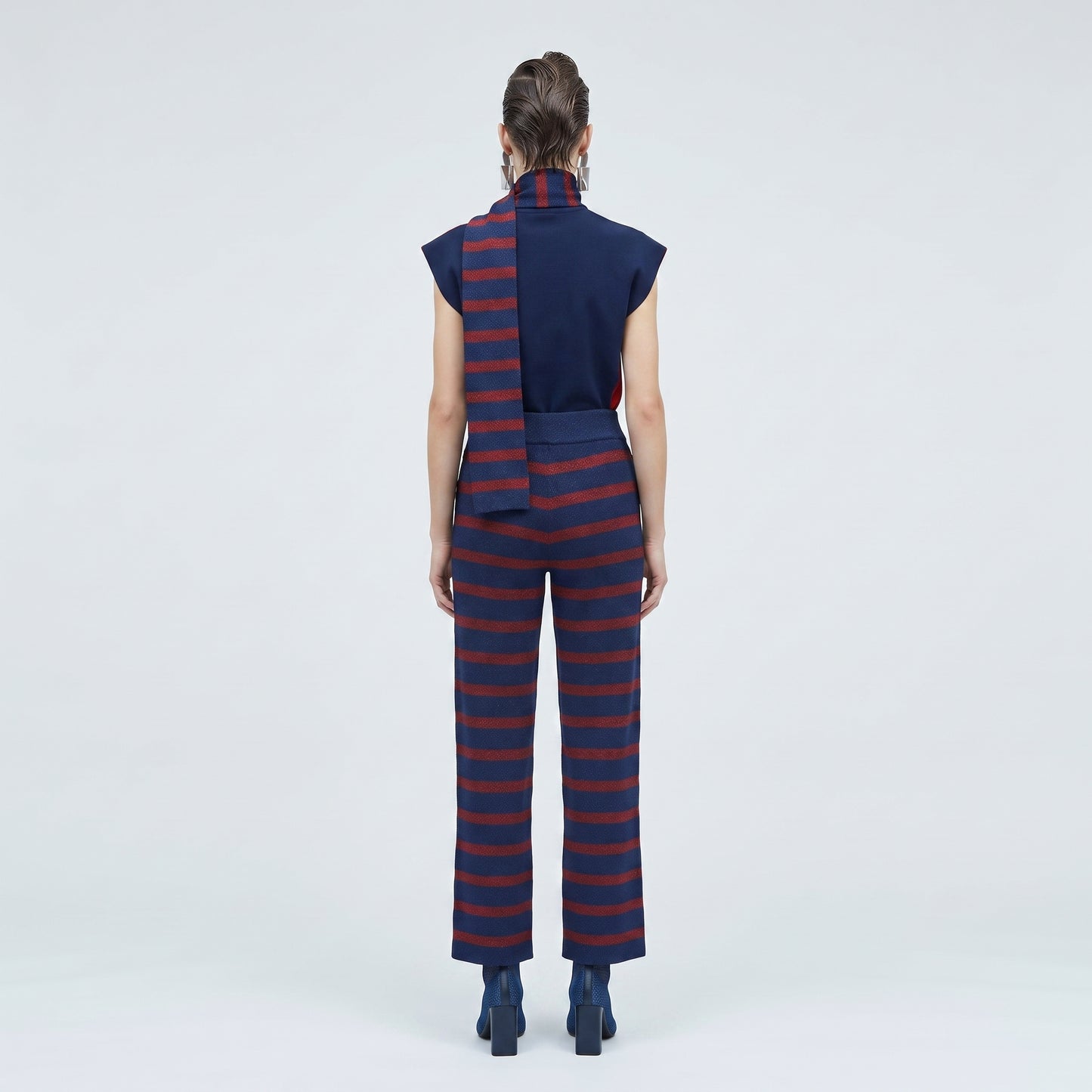 Striped Knit Wide-Leg Trousers