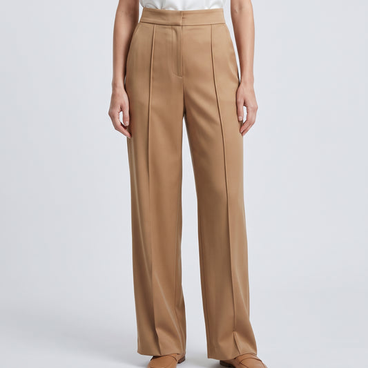 Tailored High-Waisted Camel Trousers