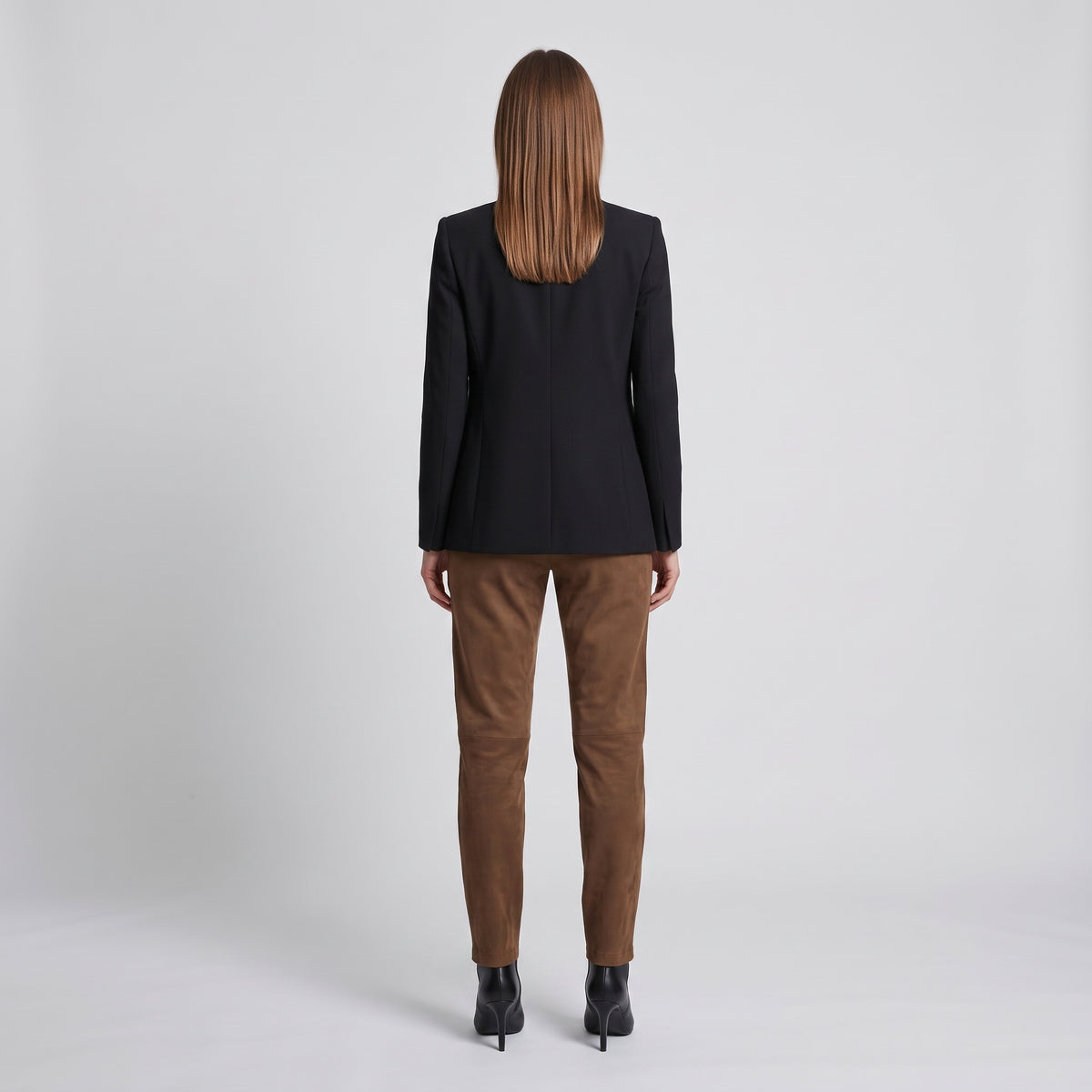 Suede Paneled Tailored Trousers