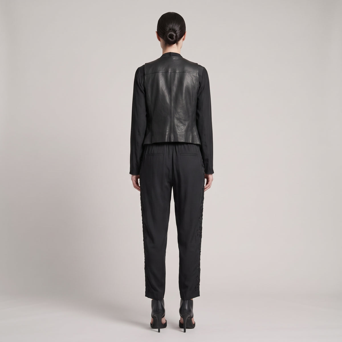 Black Drawstring Tailored Trousers