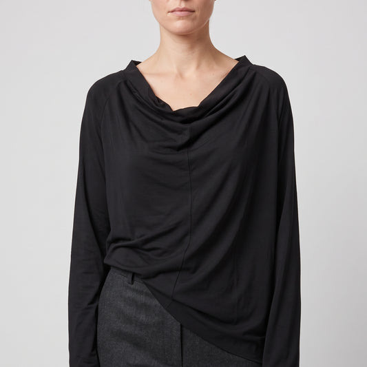 Elegant Black Cowl Neck Top