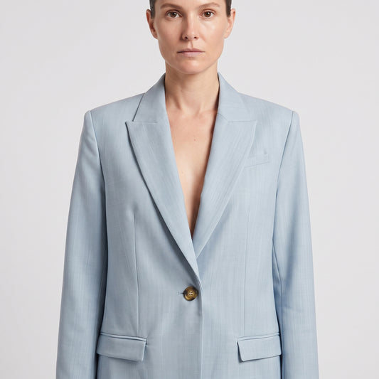 Powder Blue Tailored Single-Breasted Blazer