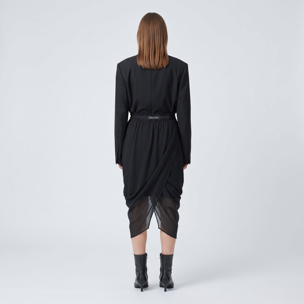 Elegant Black Draped Chiffon Skirt