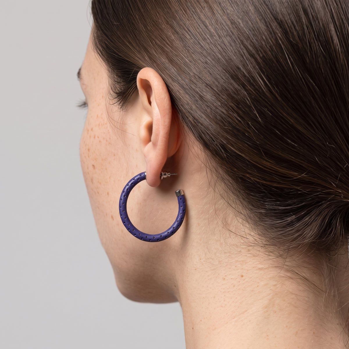 Perforated Violet Hoop Earrings