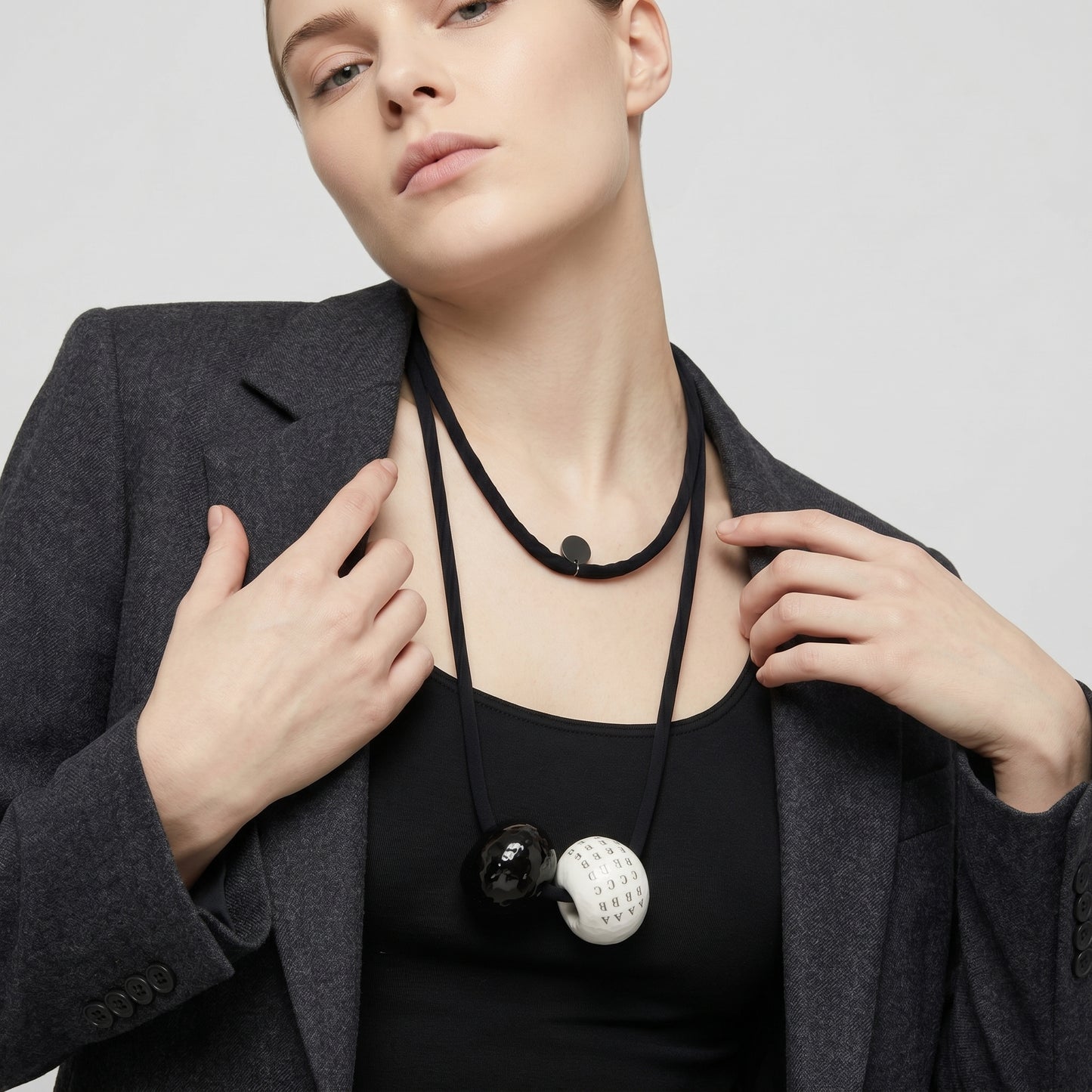 Monochrome Sculptural Bead Necklace