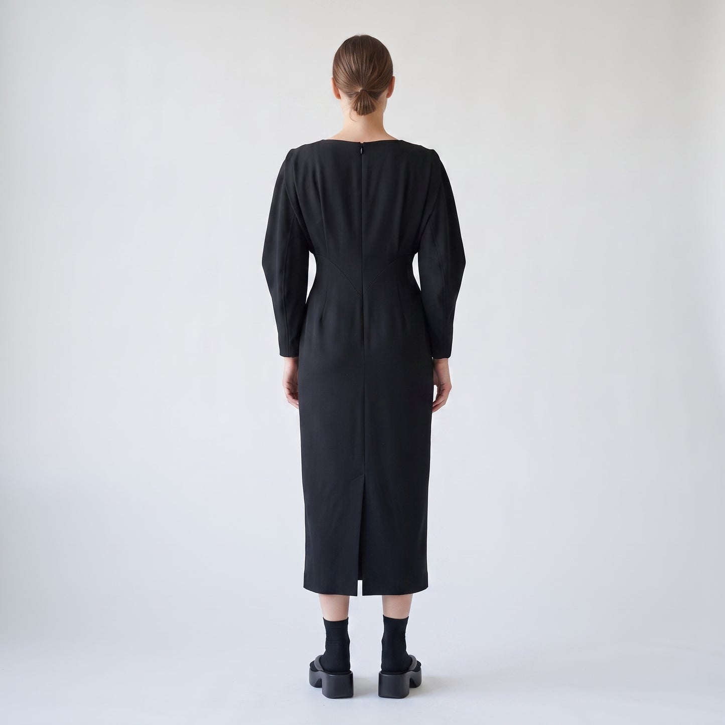 Structured Black Midi Dress