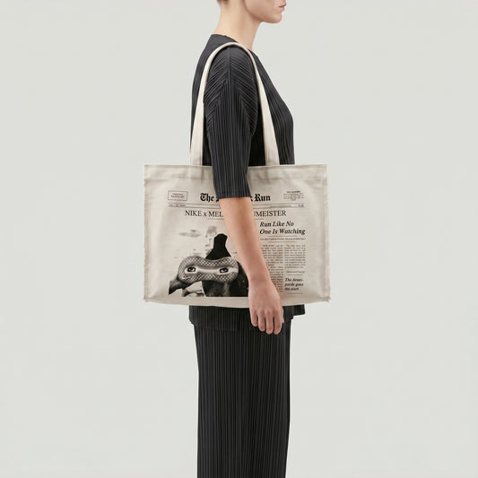 Newspaper Print Canvas Tote Bag