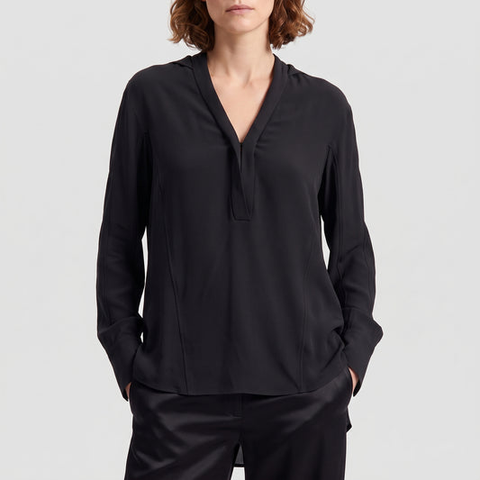 Elegant Black V-Neck Blouse