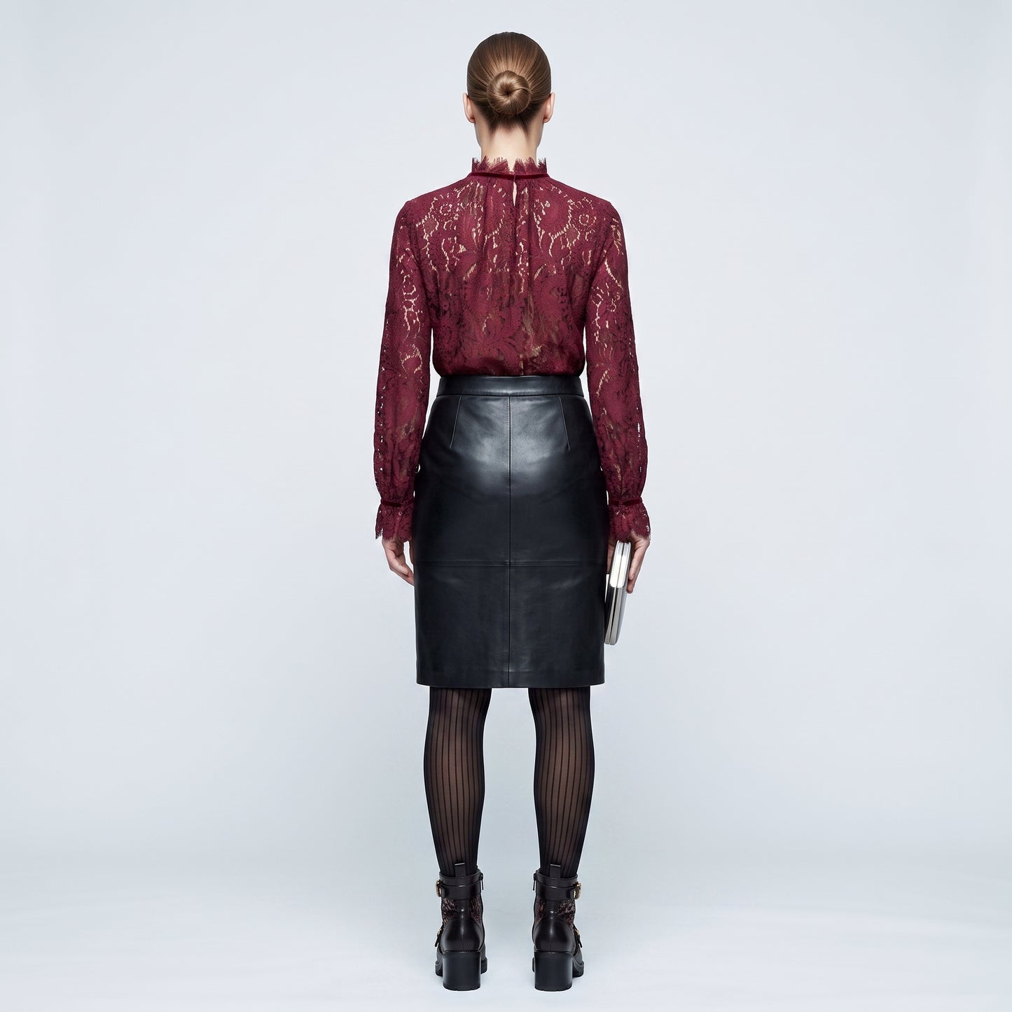 Burgundy Lace Mock Neck Bodysuit