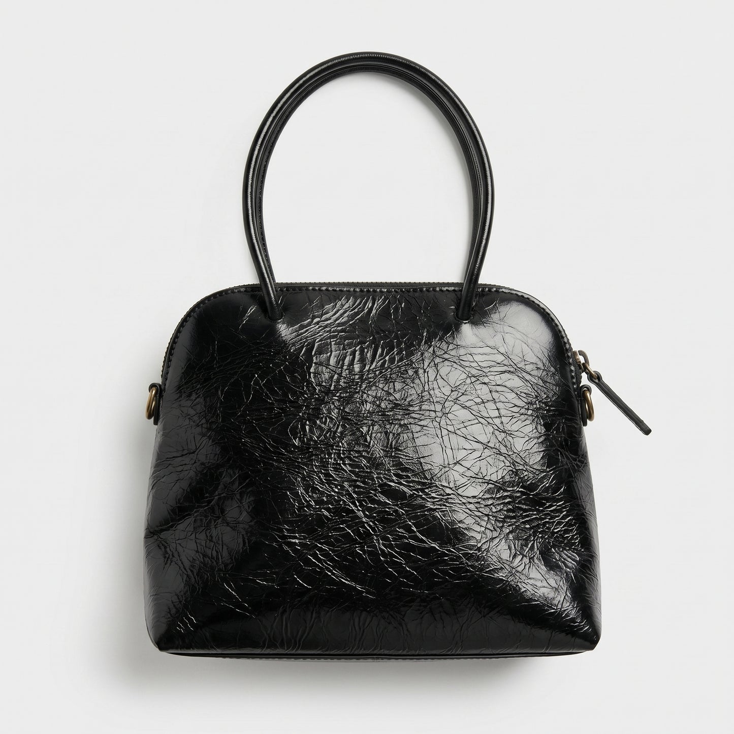 Textured Leather Top Handle Bag