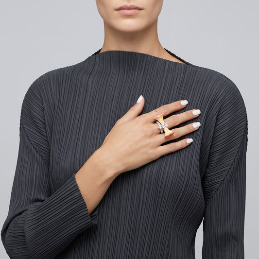 Sculptural Apple Core Diamond Ring