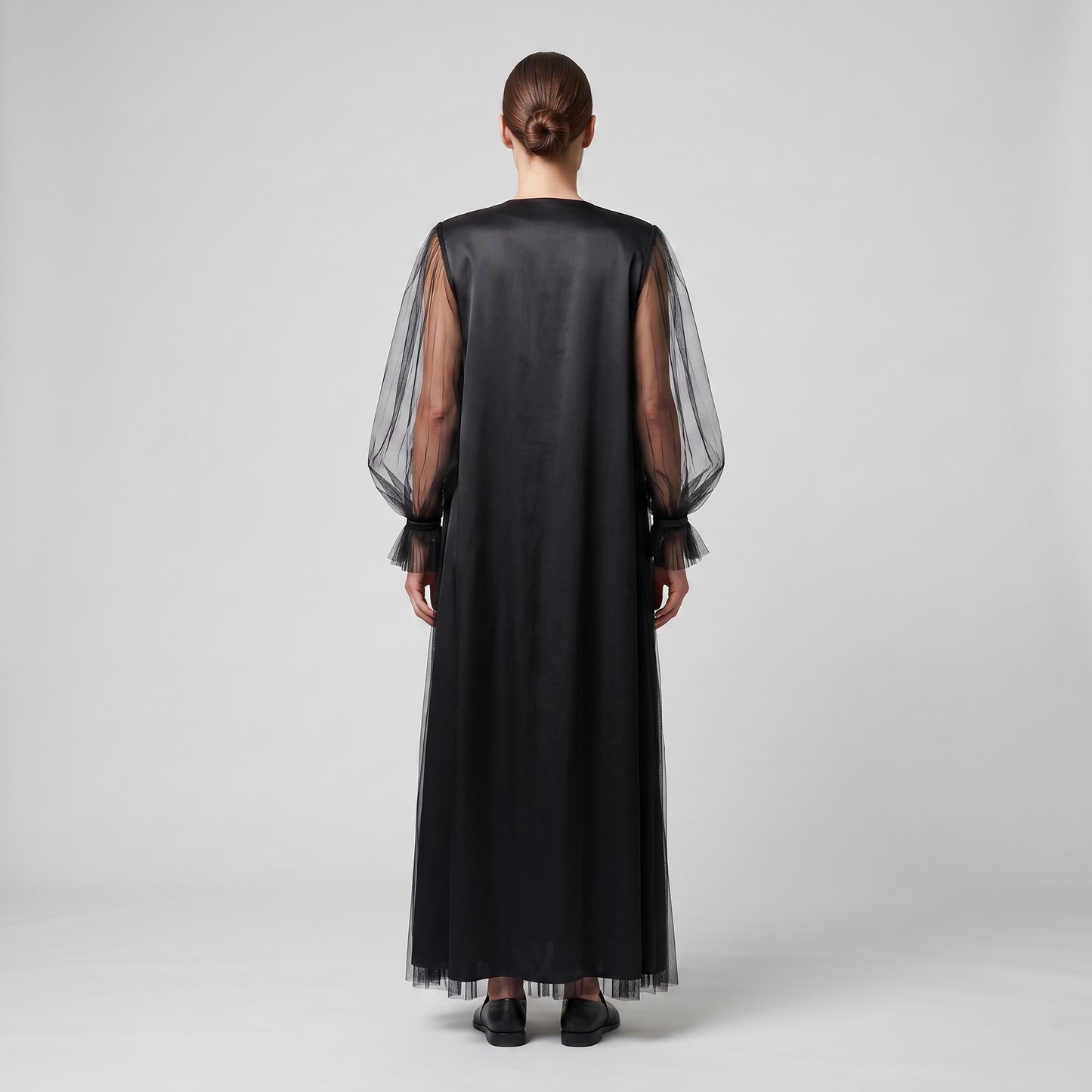 Pleated Tulle Sheer Overlay