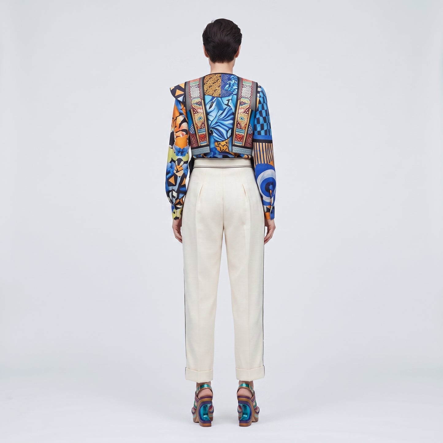 Tailored Cream High-Waist Trousers