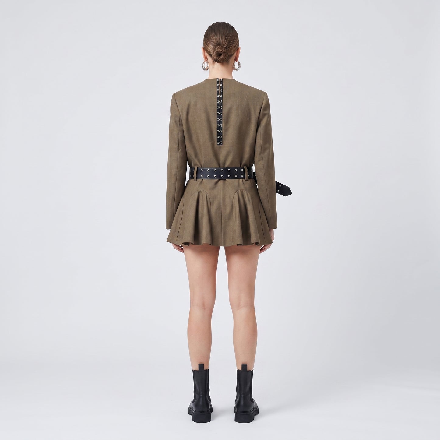 Structured Belted Peplum Top