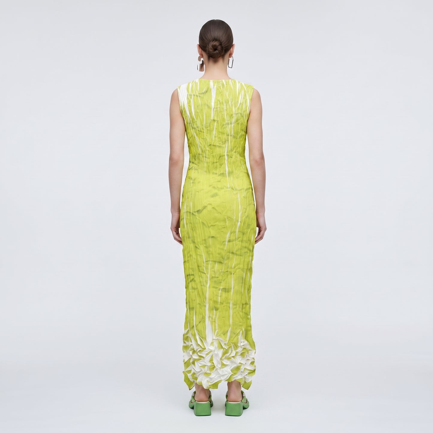 Pleated Textural Midi Dress