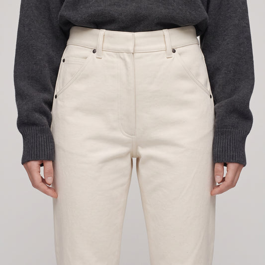 Tailored Off-White Cotton Trousers