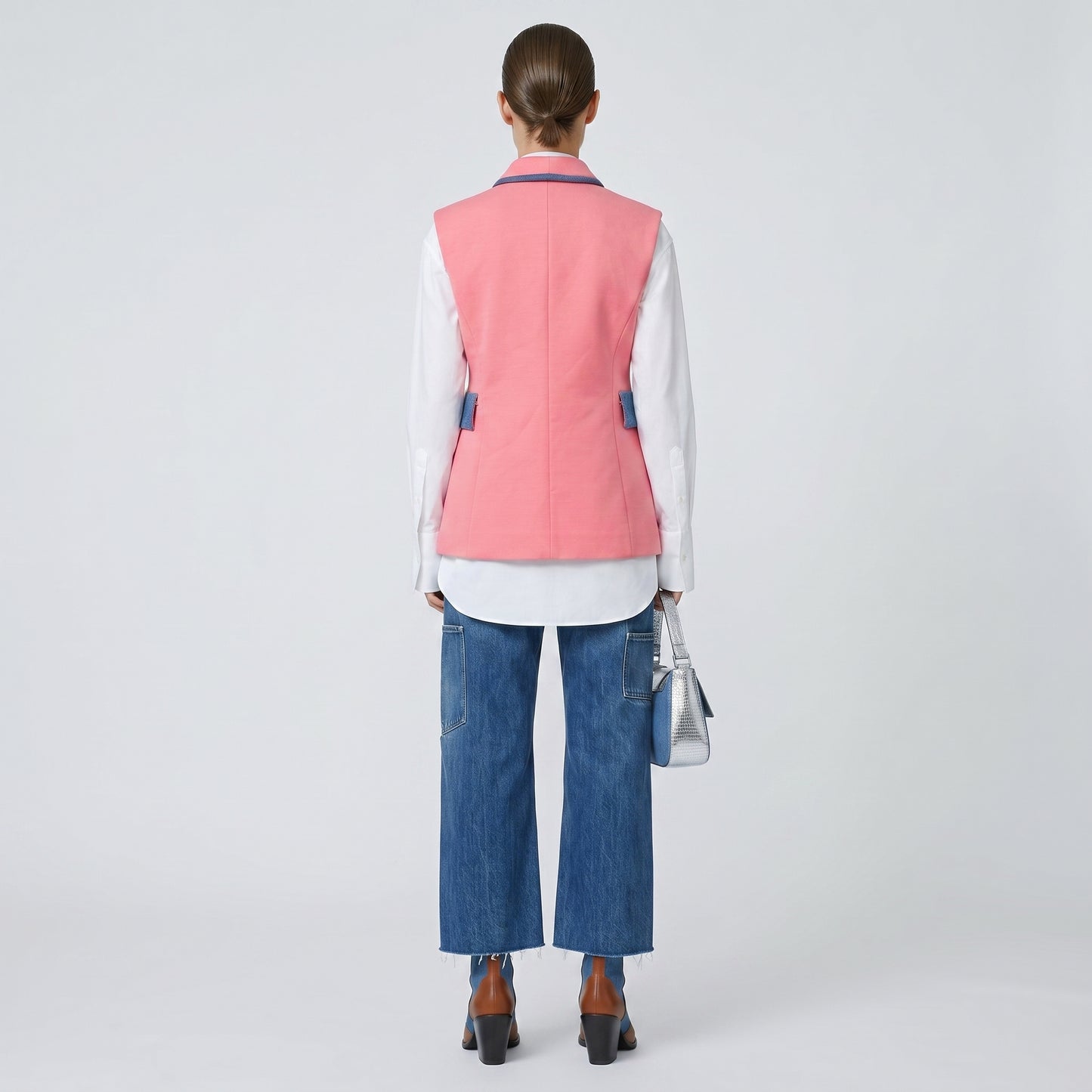 Sleeveless Tailored Pink Vest